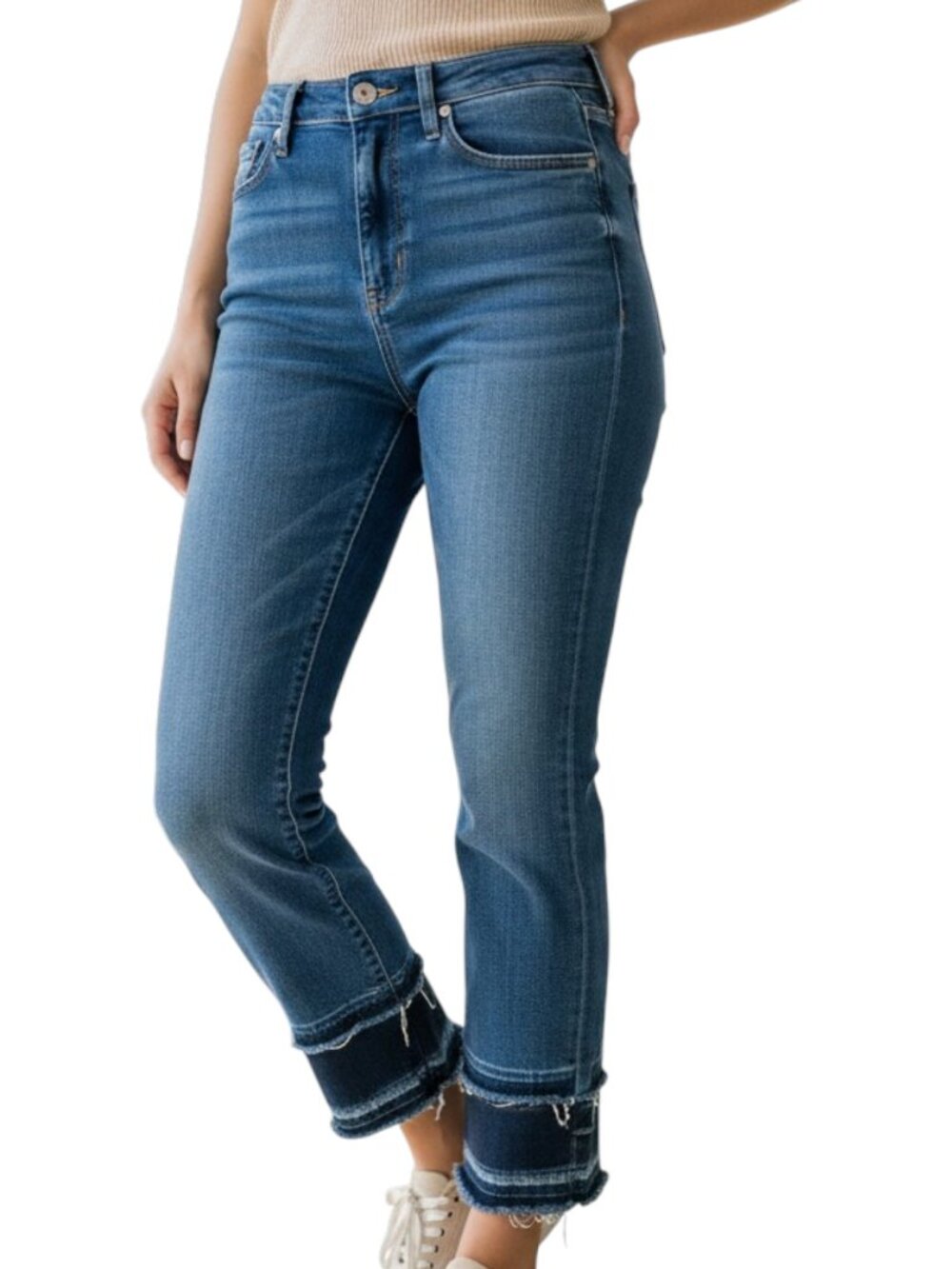 Hudson ZOEY Jeans Womens 28 Blue High Rise Straight Crop Frayed Hem Denim